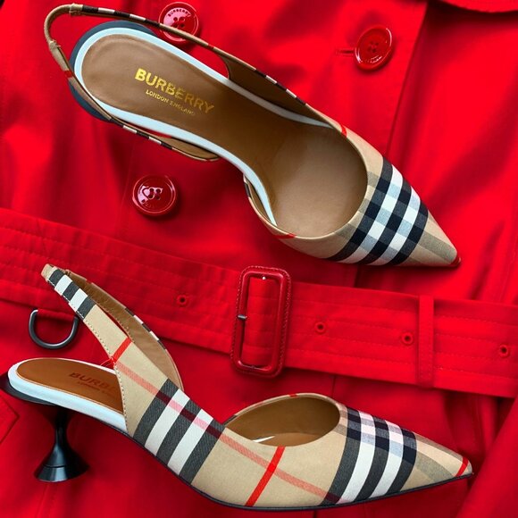 Burberry Women's Leticia Vintage Check Kitten-Heel Pumps - Picture 1 of 10